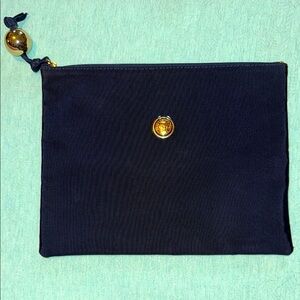 Fendi Roma S.A.S. Clutch bag made in Italy, Navy Blue with gold ball zip EUC
